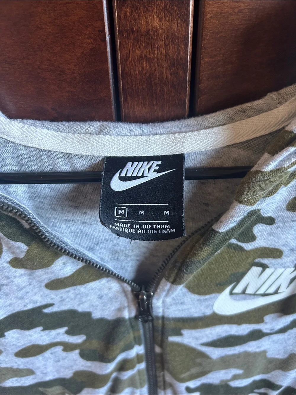 Nike Women’s Olive Green Camo Zip-Up Hoodie